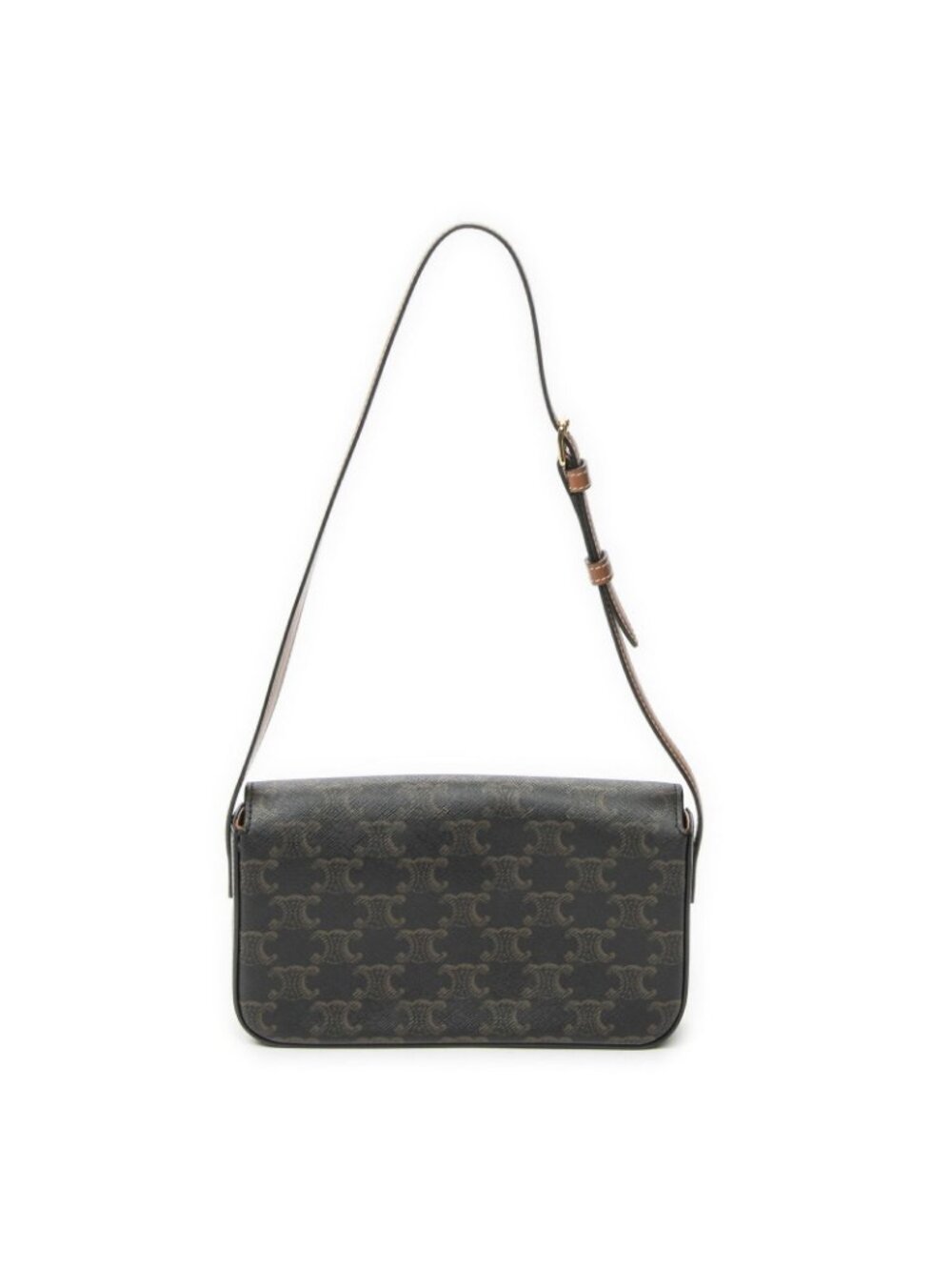 ★SOLD★ Celine Triomphe Claude Shoulder Bag Black Canvas - Picture 5 of 10